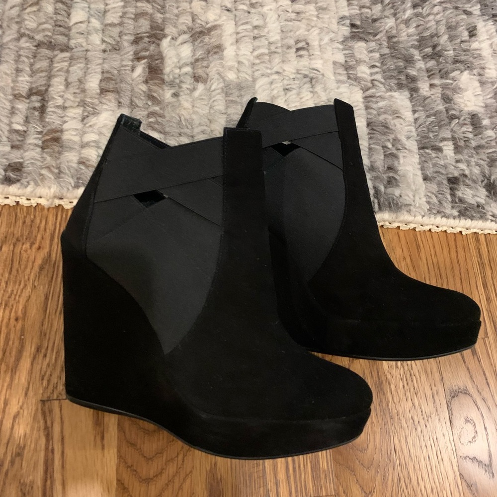 Stuart Weitzman Black Wedge Booties - image 2